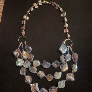 Iridescent Blue and Purple Tones Layered Statement Necklace